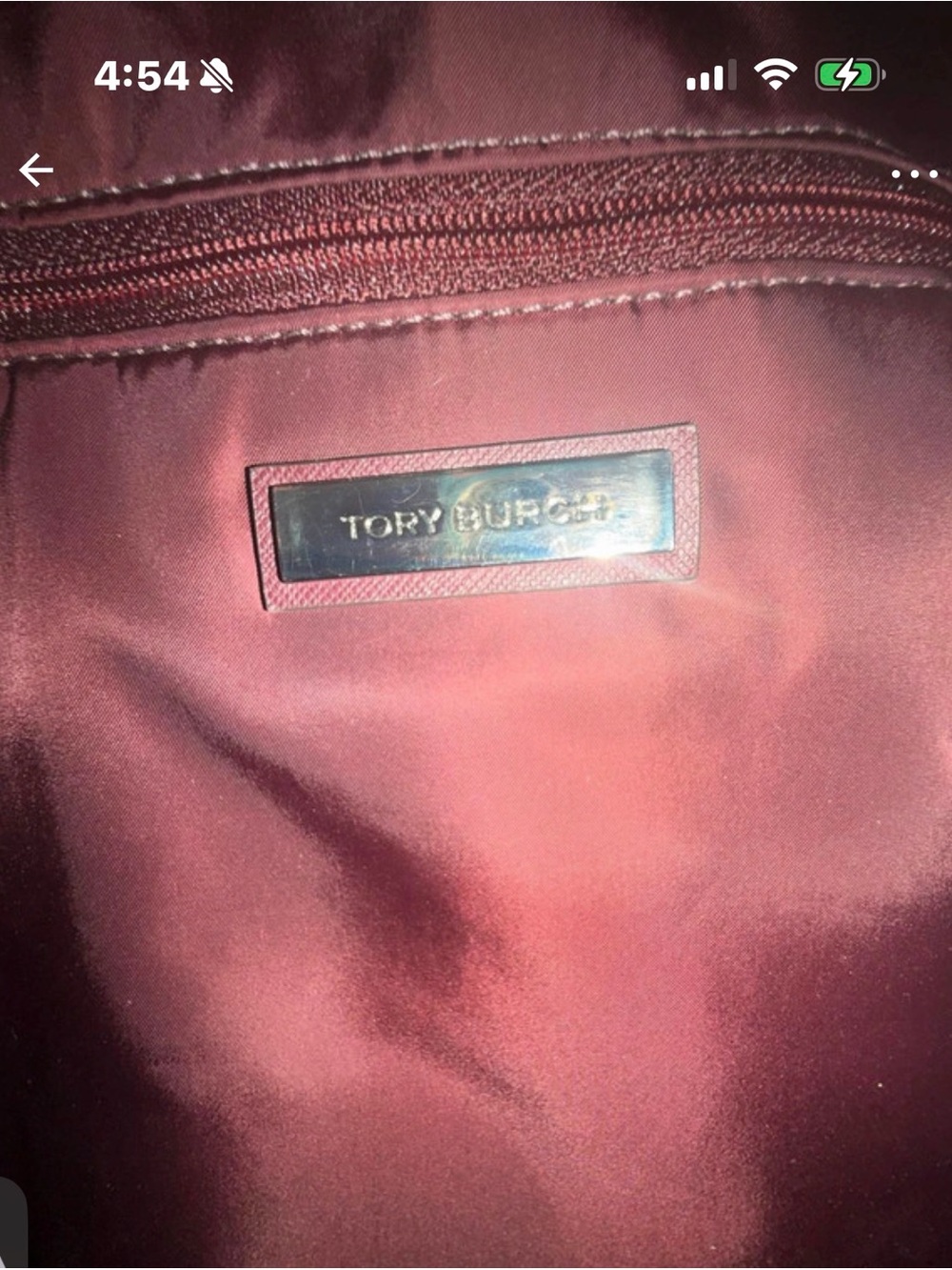 Tory Burch Plaid Canvas Tote Bag with Brown Trim and crossbody strap - Picture 8 of 9